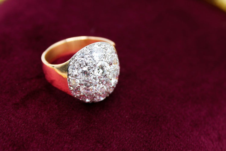 Bague 54 Bague ronde en or jaune 750 et platine sertie de diamants 58 Facettes 250580