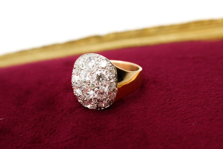 Bague 54 Bague ronde en or jaune 750 et platine sertie de diamants 58 Facettes 250580