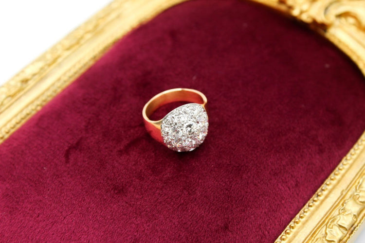 Bague 54 Bague ronde en or jaune 750 et platine sertie de diamants 58 Facettes 250580