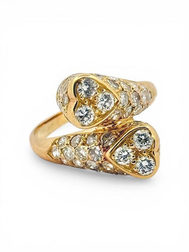 Bague Toi et Moi cœur en or jaune 18 ct et diamants 58 Facettes 90109-AC11889