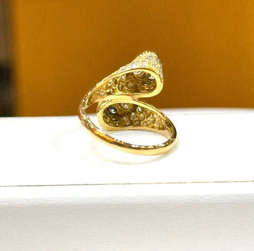 Bague Toi et Moi cœur en or jaune 18 ct et diamants 58 Facettes 90109-AC11889