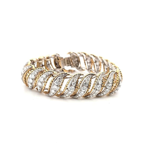 Bracelet Bracelet années 1940-1950 en platine et or avec diamants 58 Facettes 34/26 E