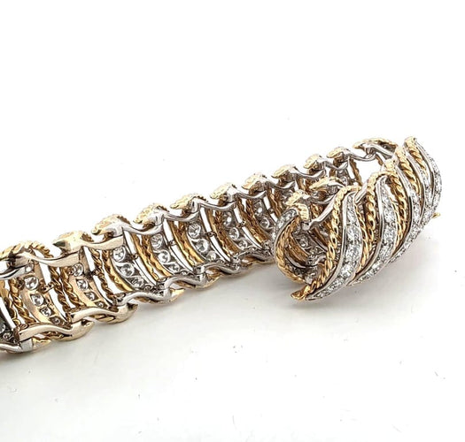 Bracelet Bracelet années 1940-1950 en platine et or avec diamants 58 Facettes 34/26 E