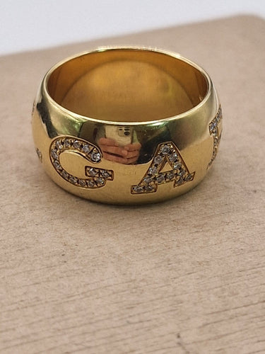 Bague 54 BVLGARI Monologo - Bague en or jaune 18 ct et diamants 58 Facettes CV-017