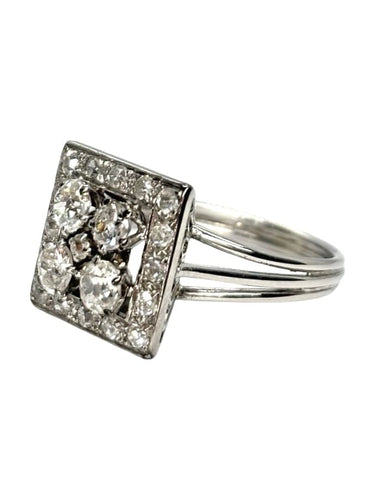 Bague 52 Bague ancienne en or blanc 18K et diamants 1 ct 58 Facettes 1683
