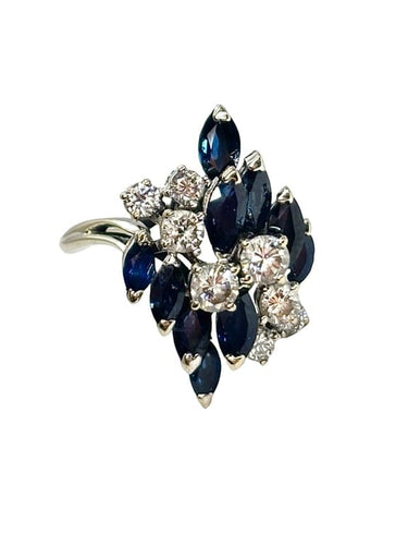 Bague 58 Bague en or blanc 18K sertie de saphirs et diamants 58 Facettes 1688