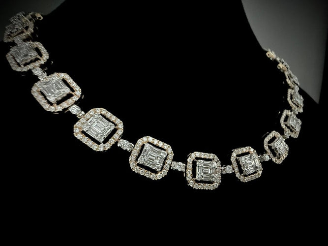Collier Collier à mailles octogonales en or jaune 18 carats et diamants 58 Facettes Collier 01