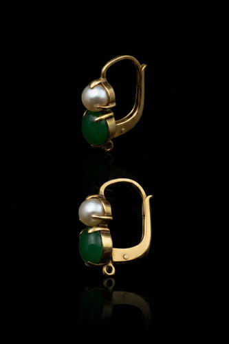 Boucles d'oreilles Boucles d’oreilles - Or jaune 18 carats, émeraude et perle naturelle 58 Facettes