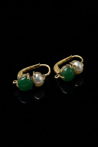 Boucles d'oreilles Boucles d’oreilles - Or jaune 18 carats, émeraude et perle naturelle 58 Facettes