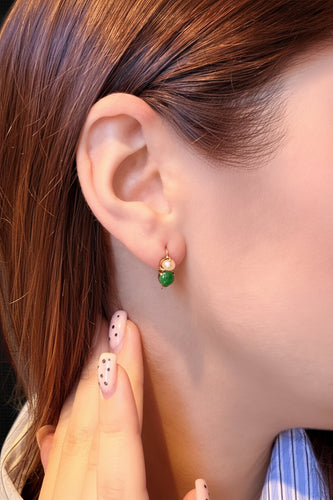 Boucles d'oreilles Boucles d’oreilles - Or jaune 18 carats, émeraude et perle naturelle 58 Facettes