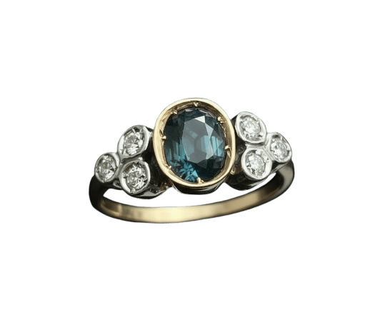 Bague 55 Bague jonc années 1930 en or jaune avec saphir et diamants 58 Facettes