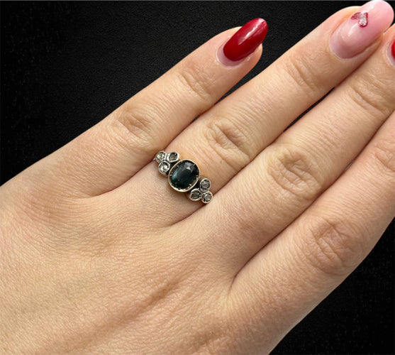 Bague 55 Bague jonc années 1930 en or jaune avec saphir et diamants 58 Facettes