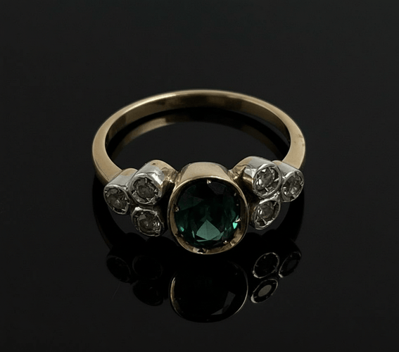 Bague 55 Bague jonc années 1930 en or jaune avec saphir et diamants 58 Facettes