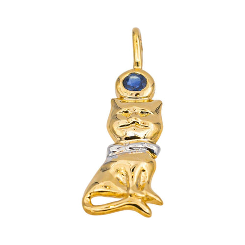Pendentif Pendentif Chat Or jaune, Or blanc Saphir 58 Facettes 5189854RV