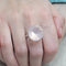 Bague 53 Bague en or blanc 18k avec quartz rose 58 Facettes T16