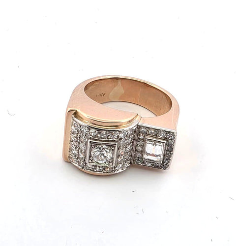 Bague 53 Bague vintage en or rose 18 ct et diamants 58 Facettes 96/26 C