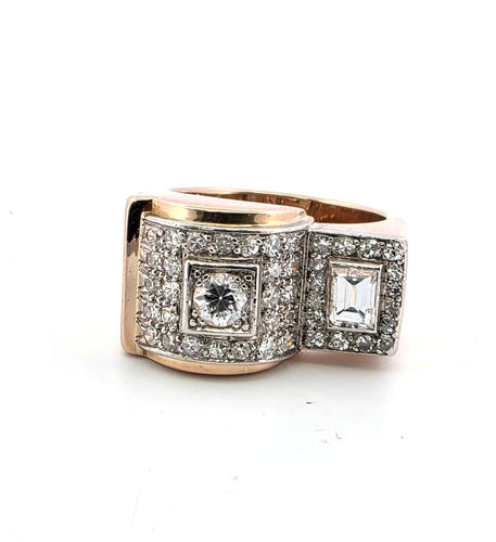 Bague 53 Bague vintage en or rose 18 ct et diamants 58 Facettes 96/26 C