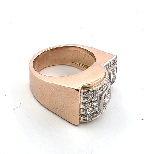 Bague 53 Bague vintage en or rose 18 ct et diamants 58 Facettes 96/26 C