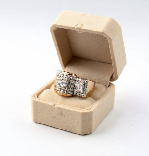 Bague 53 Bague vintage en or rose 18 ct et diamants 58 Facettes 96/26 C