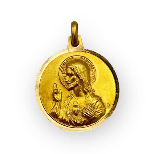 Pendentif Pendentif double face - Médaille Vierge et Christ en or jaune 750 58 Facettes 149066432