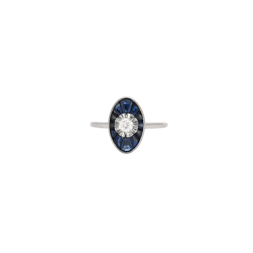 Bague 53 Art déco - Bague en platine 950 saphirs et diamant 58 Facettes