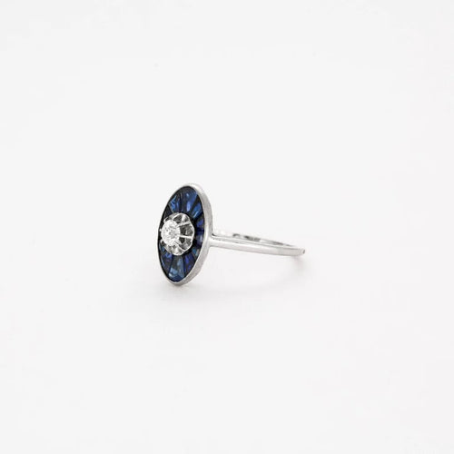 Bague 53 Art déco - Bague en platine 950 saphirs et diamant 58 Facettes