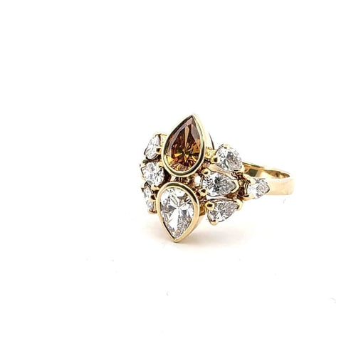 Bague 58 Bague en or jaune 18 ct avec diamants taille poire 58 Facettes 171/F
