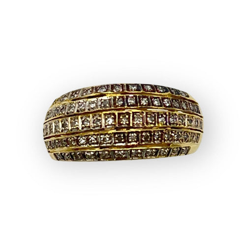 Bague 59 Bague pavée en or jaune 750 sertie de 74 diamants 58 Facettes 149067417
