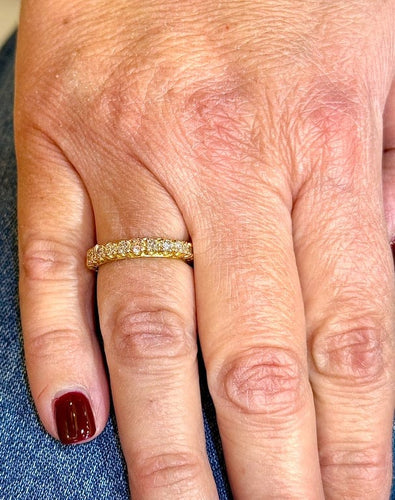 Bague 53 Alliance américaine - Bague tour complet en or jaune 18 carats et diamants 58 Facettes Ame