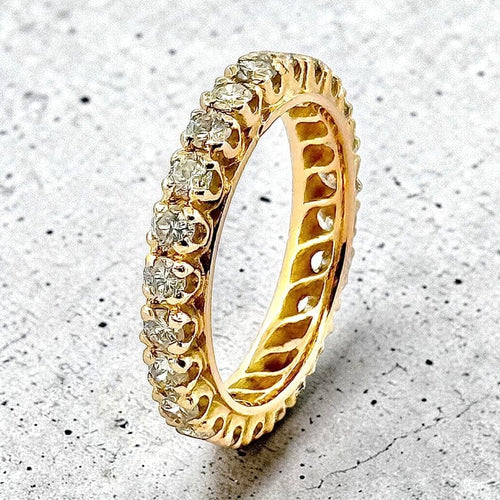 Bague 53 Alliance américaine - Bague tour complet en or jaune 18 carats et diamants 58 Facettes Ame
