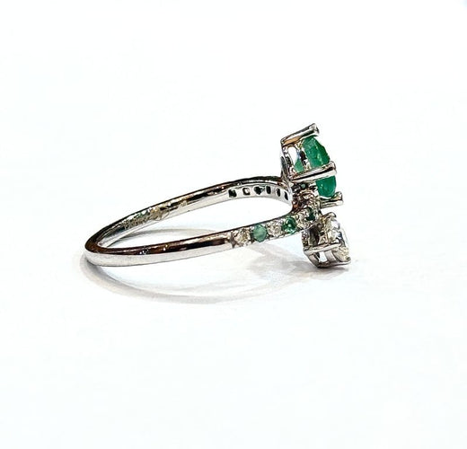 Bague 50 Mauboussin Toi et Moi - Bague en or blanc avec diamants et émeraudes 58 Facettes Mau