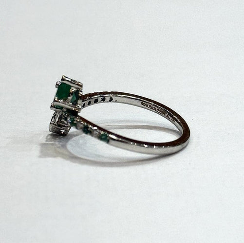Bague 50 Mauboussin Toi et Moi - Bague en or blanc avec diamants et émeraudes 58 Facettes Mau