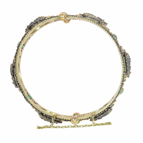 Bracelet Bracelet jonc victorien néo-égyptien à charnière orné de scarabées sertis de diamants et de pierres précieuses 58 Facettes 26050-0270