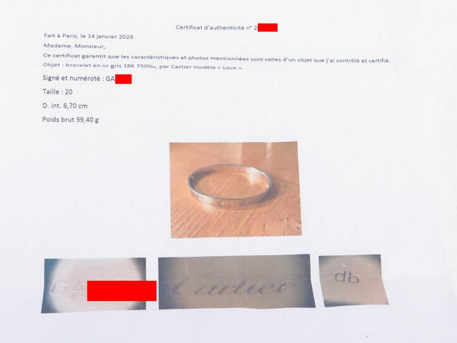 Bracelet Cartier Love - Bracelet en or blanc (or gris) 18k, taille 20 58 Facettes 271116
