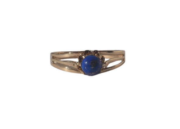 Bague 54.5 Bague solitaire XIXe siècle en or rose 18 carats au lapis-lazuli 58 Facettes Bague