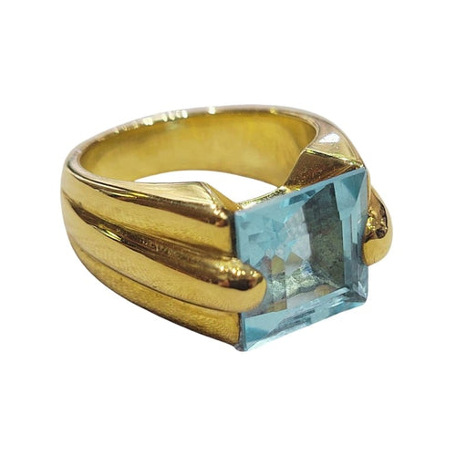 Bague Bague - Topaze sky taille escalier 5,56 ct en or 18k 58 Facettes S115