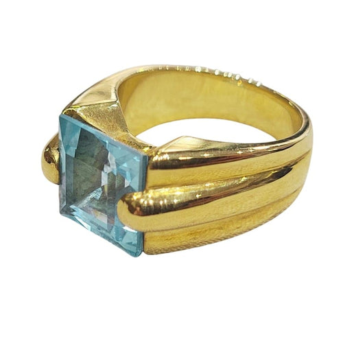Bague Bague - Topaze sky taille escalier 5,56 ct en or 18k 58 Facettes S115