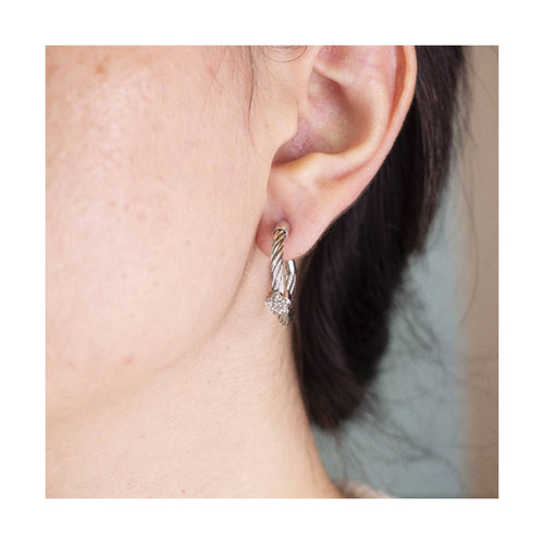 Boucles d'oreilles FLEUR - Boucles d’oreilles en argent 925 et acier 316L avec diamants 58 Facettes UKD363912SO