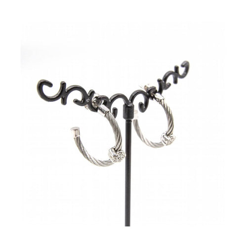 Boucles d'oreilles FLEUR - Boucles d’oreilles en argent 925 et acier 316L avec diamants 58 Facettes UKD363912SO