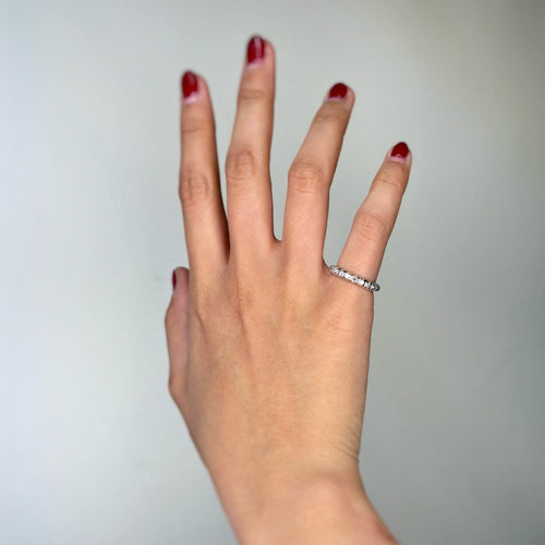 Bague 50 Alliance - Bague en or blanc 750 sertie de diamants demi-taille 58 Facettes 260079R