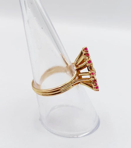 Bague 55 Augis Médaille d'amour - Bague en or rose 18 k rubis et diamant 58 Facettes A06803