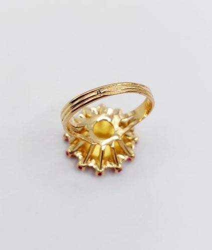 Bague 55 Augis Médaille d'amour - Bague en or rose 18 k rubis et diamant 58 Facettes A06803