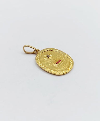 Pendentif Augis - Pendentif médaille d'amour en or 18k, diamant et rubis 58 Facettes A06806