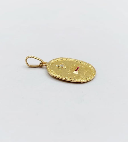 Pendentif Augis - Pendentif médaille d'amour en or 18k, diamant et rubis 58 Facettes A06806