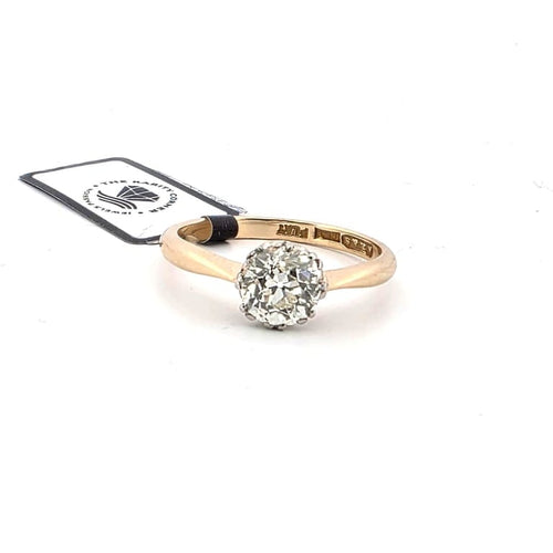 Bague 57 Bague solitaire en or jaune 18 ct et platine avec diamant old mine 58 Facettes 2054 M SHD 13/26