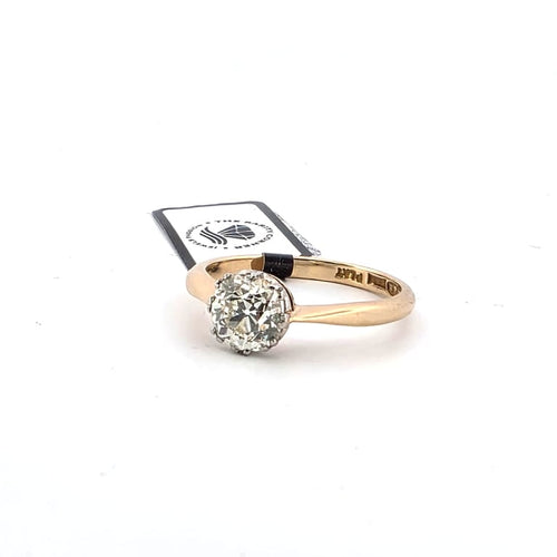 Bague 57 Bague solitaire en or jaune 18 ct et platine avec diamant old mine 58 Facettes 2054 M SHD 13/26