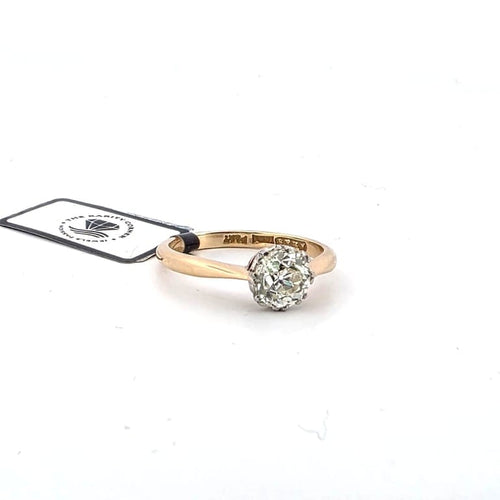 Bague 57 Bague solitaire en or jaune 18 ct et platine avec diamant old mine 58 Facettes 2054 M SHD 13/26