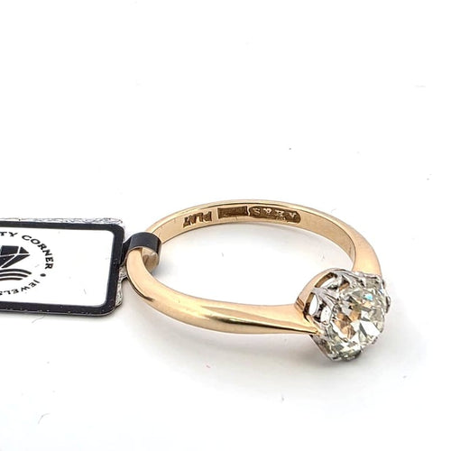 Bague 57 Bague solitaire en or jaune 18 ct et platine avec diamant old mine 58 Facettes 2054 M SHD 13/26