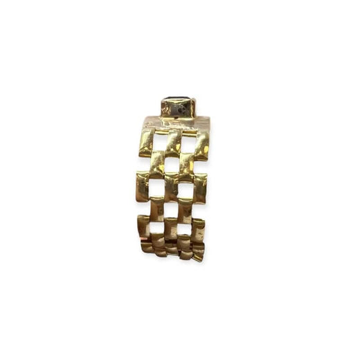 Bague 60 Bague maillon articulé en or jaune 750 avec saphir carré 58 Facettes 330092901