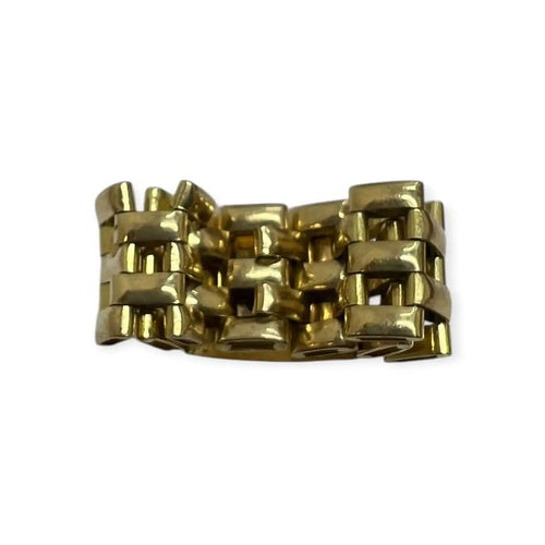 Bague 60 Bague maillon articulé en or jaune 750 avec saphir carré 58 Facettes 330092901